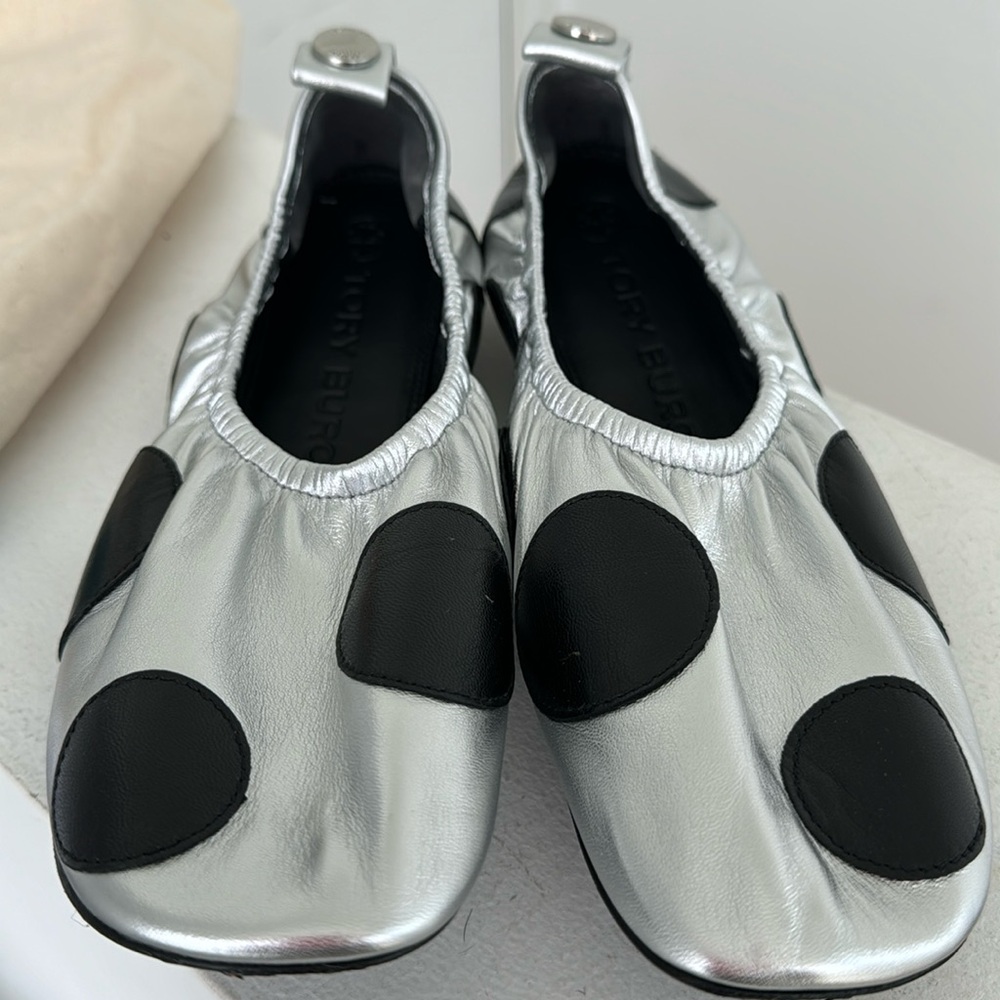 Metallic polka dot ballet flats size 8.5